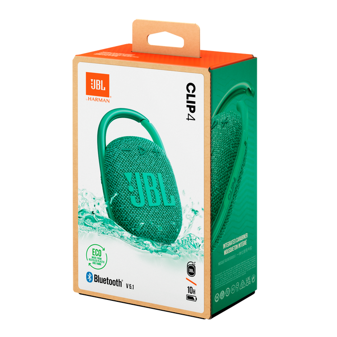 JBL Clip 4 Eco - Portable Bluetooth speaker in white - Wireless speaker with carabiner, water and dust resistant with 10 hours of battery life