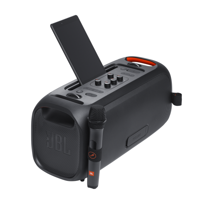 Housse De Transport Robuste Pour JBL PartyBox On-The-Go - Sacoche Portable Noire & Orange Avec Poignée Et Poches