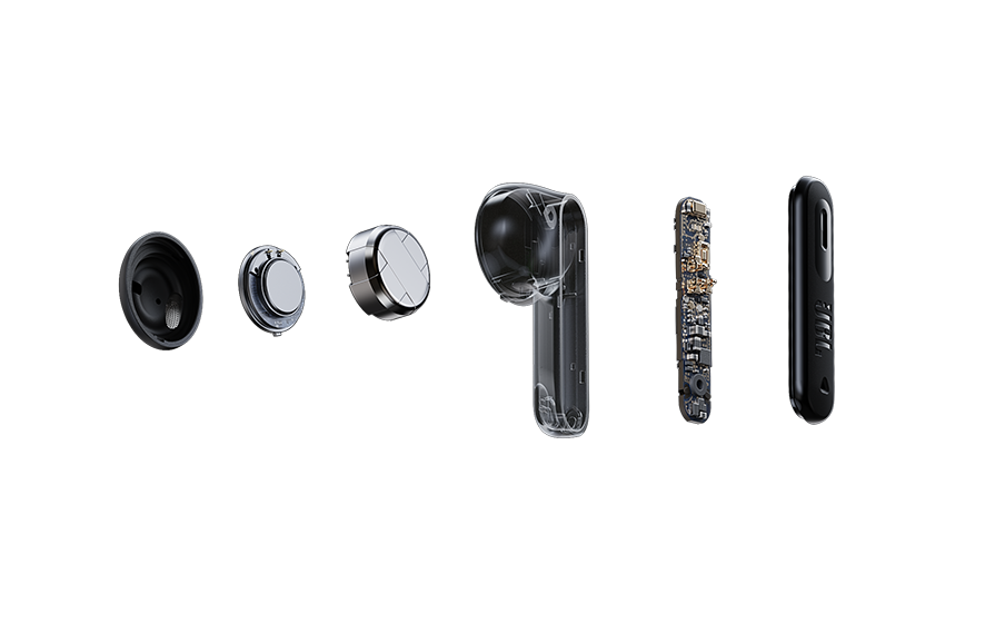 JBL Tune Flex 2 Ghost Edition 6 mics for perfect calls and a personalized calling experience - Stock Image