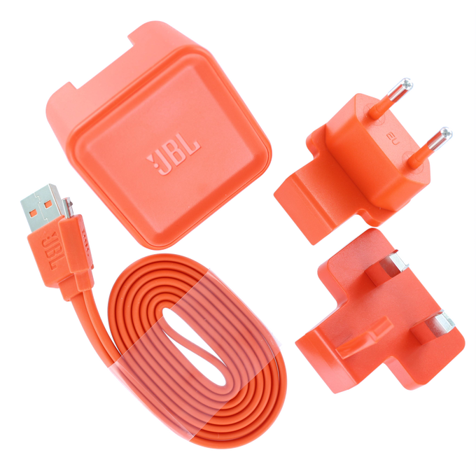 JBL USB adaptor and charging cable for Flip 2/3/4, Charge 2/3, Pulse 3 - Orange - Power adaptor and charging cable US, EU and UK - Hero image number null