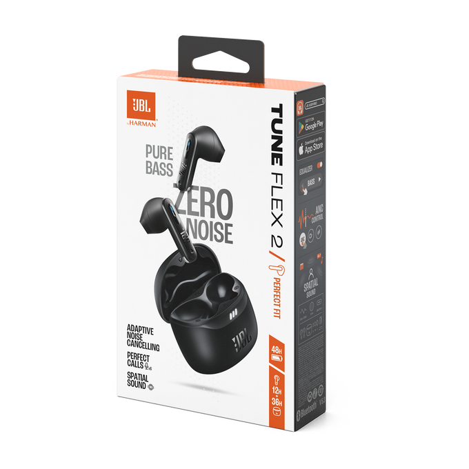 JBL Tune Flex 2 - Écouteurs True Wireless Bluetooth - 48h Autonomie - Réduction De Bruit Adaptive - IP54 - Multipoint - Noir